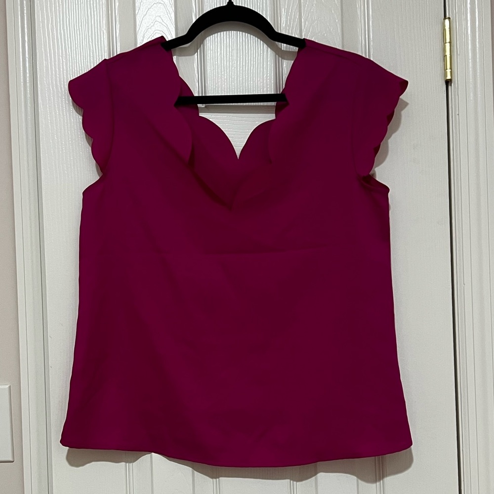 SHEIN Magenta Scalloped Neck Blouse